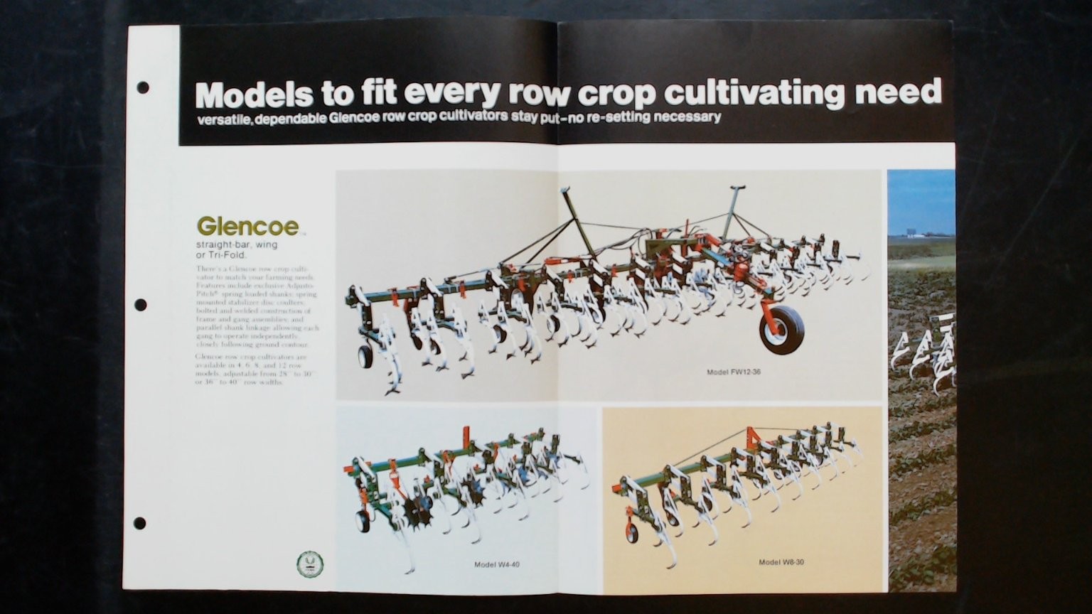 Glencoe Row Crop Cultivators Brochure 1970s Agriculture Farming
