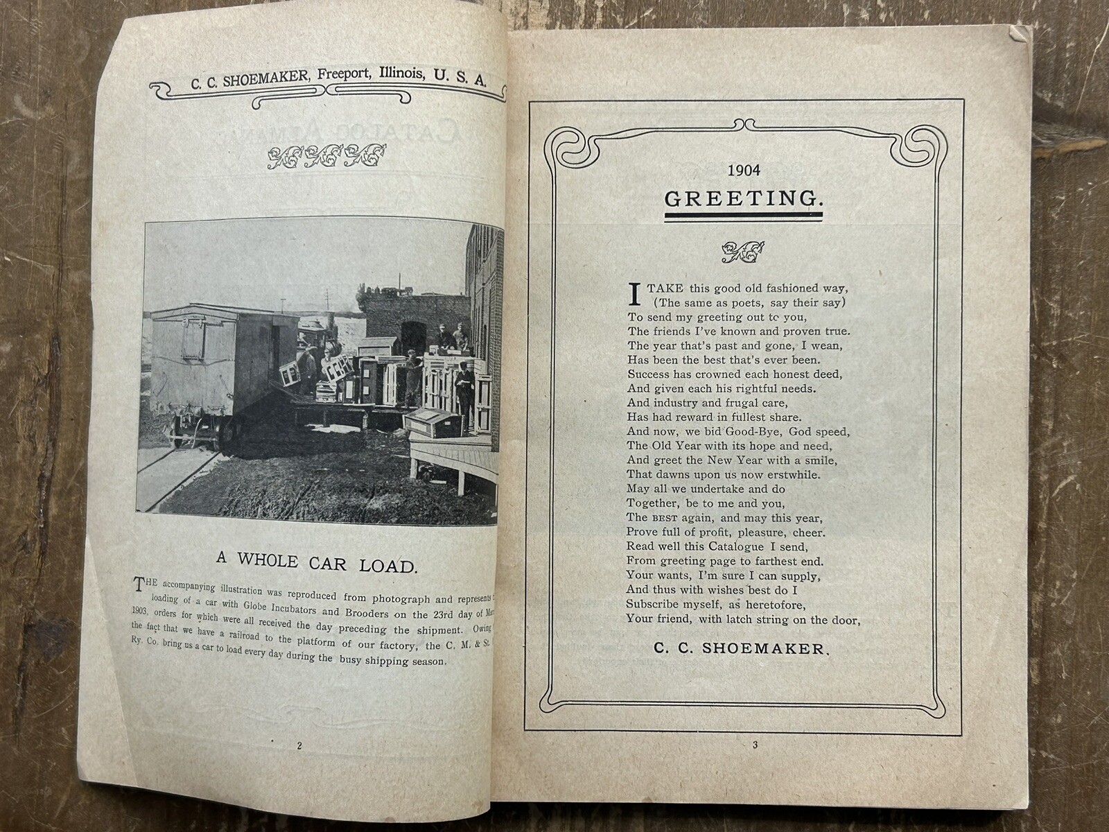 Antique Vintage 1904 CC SHOEMAKER’S ALMANAC CATALOG Poultry Advertising Freeport