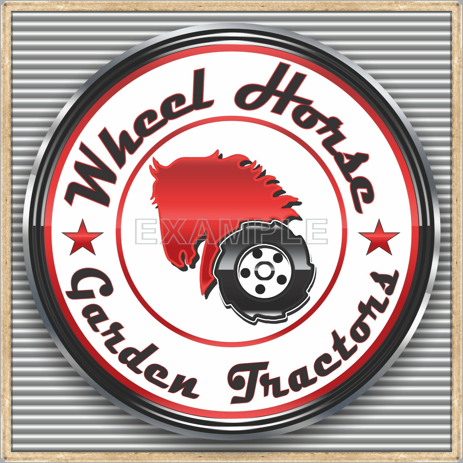 WHEEL HORSE TRACTORS OLD SIGN REMAKE SQUARE ALUMINUM SIZE OPTION UP TO 36″ X 36″