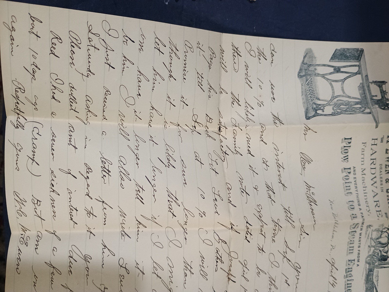 Vintage 1890 M’EMEN & SMITH Farm Implements,Letter & Envelope