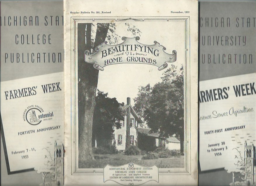1933 book Michigan State College “Beautifying Home Grounds” + 2 MSU Farmers Week