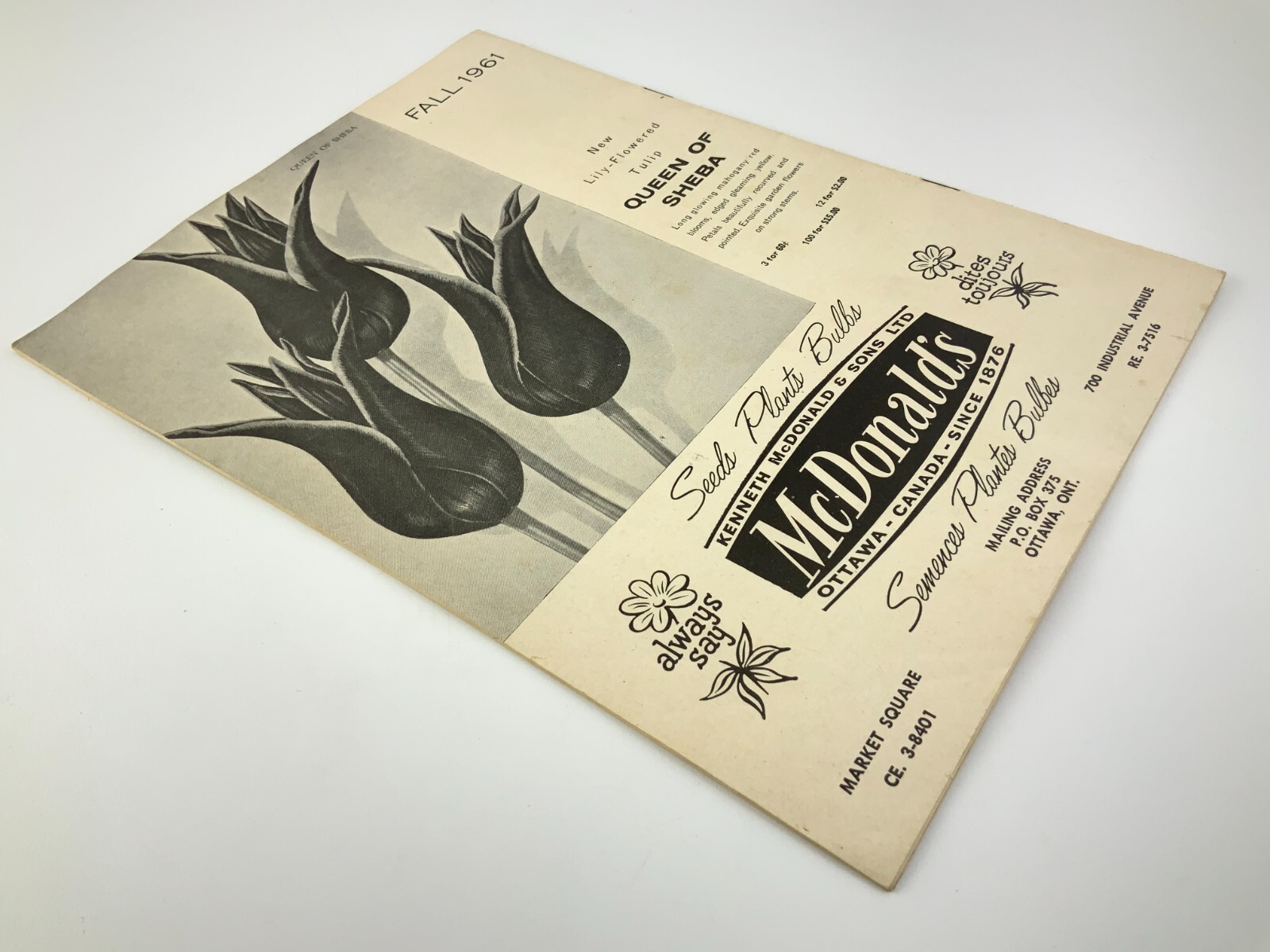 McDonald’s Seeds Plants Bulbs Catalogue Fall 1961 Catalog Ottawa Canada EE630