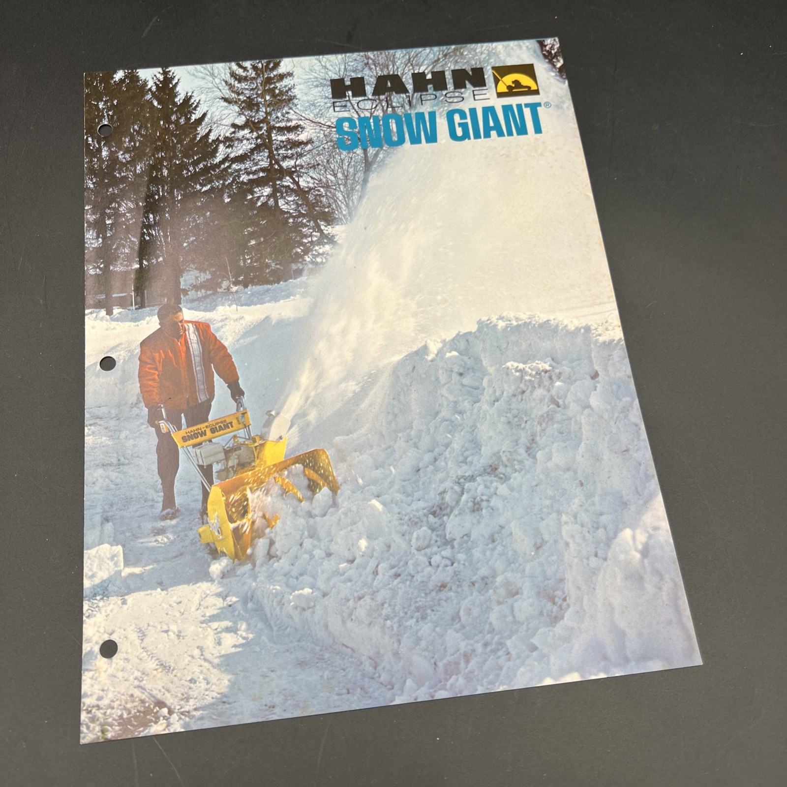 Vtg Original Hahn Eclipse Snow Giant Walk-Behind Snow Thrower Brochure