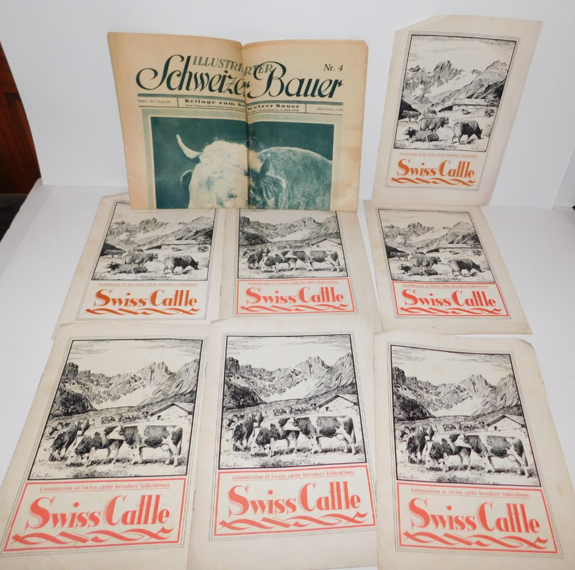 VINTAGE 1920’S SWISS CATTLE PAMPHLETS & 1931 SCHWEIZER BAUER PAPER TRACTOR ADS