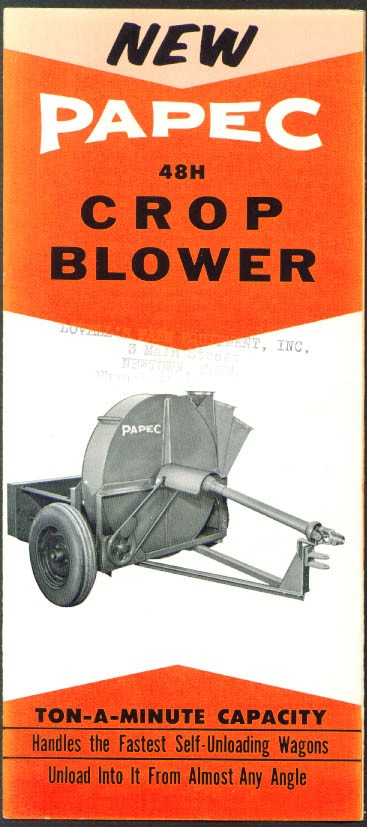 Papec 48H Crop Blower farm machine folder 1963