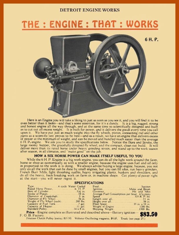 Detroit Engine Works Gas Engine NEW METAL SIGN: 12×16″ & Free Ship