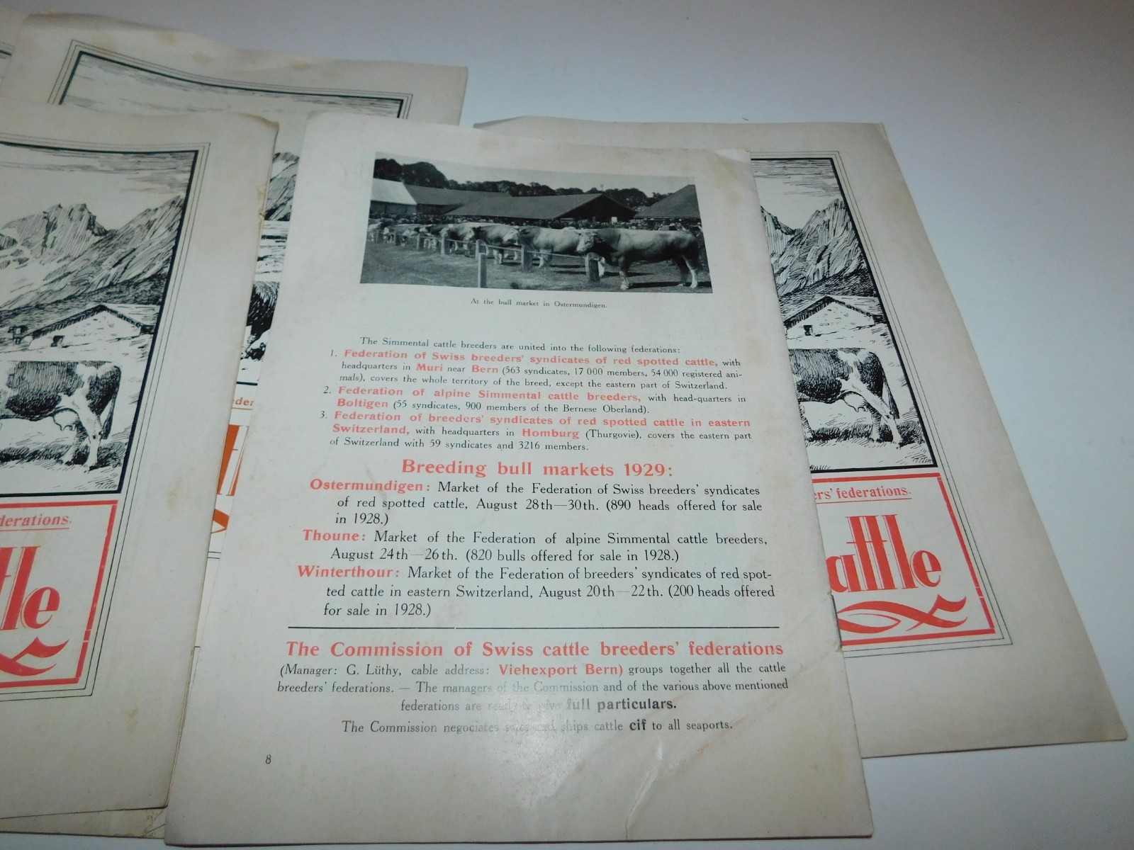 VINTAGE 1920’S SWISS CATTLE PAMPHLETS & 1931 SCHWEIZER BAUER PAPER TRACTOR ADS