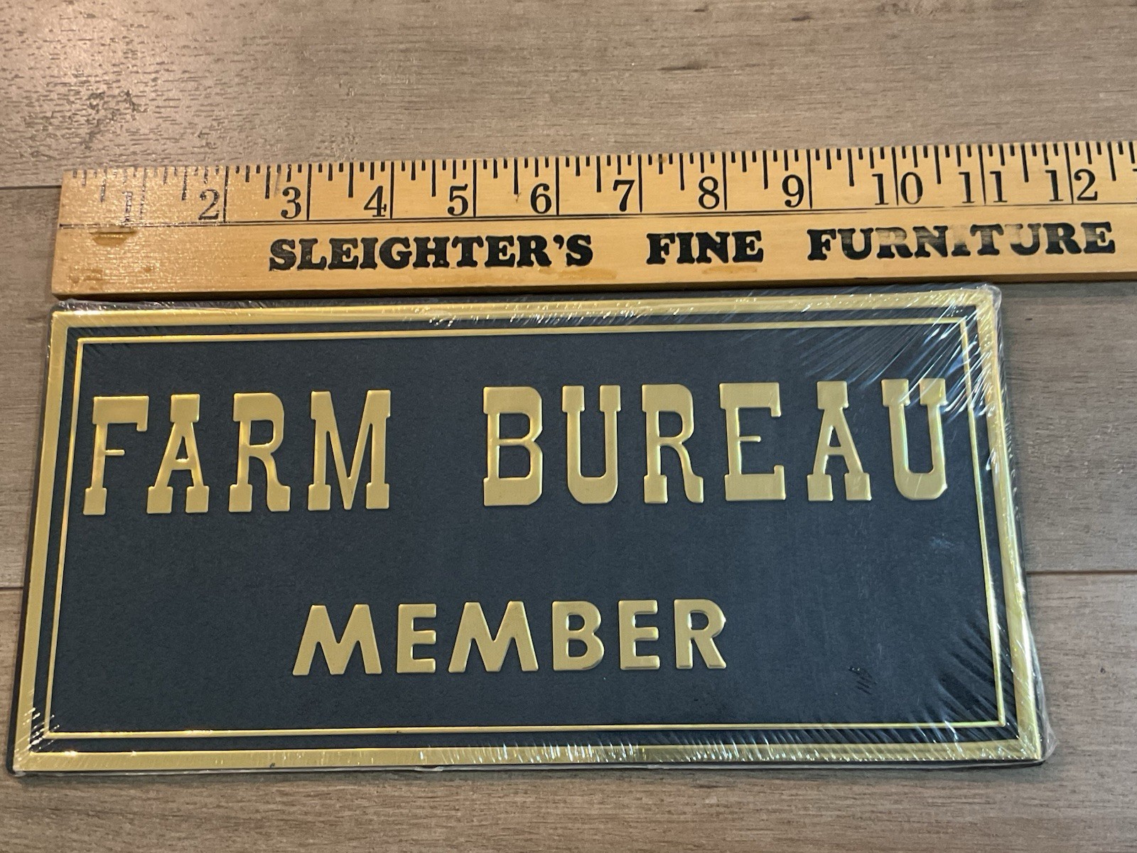 Plastic Farm Bureau Member Brown Sign New Old Stock 11×6