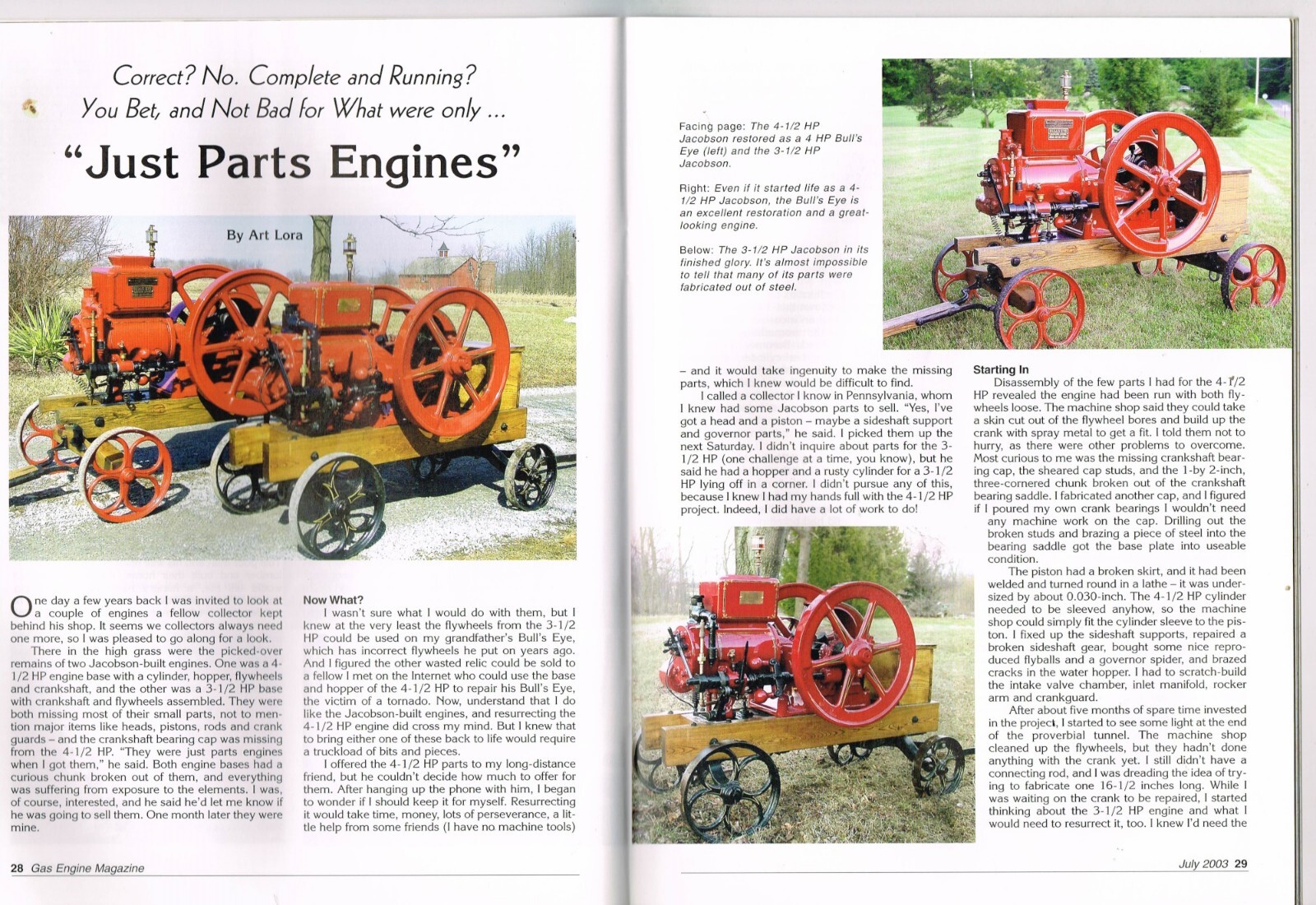 The GAS ENGINE magazine July 2003, 4HP Otto, John Deere “D”
