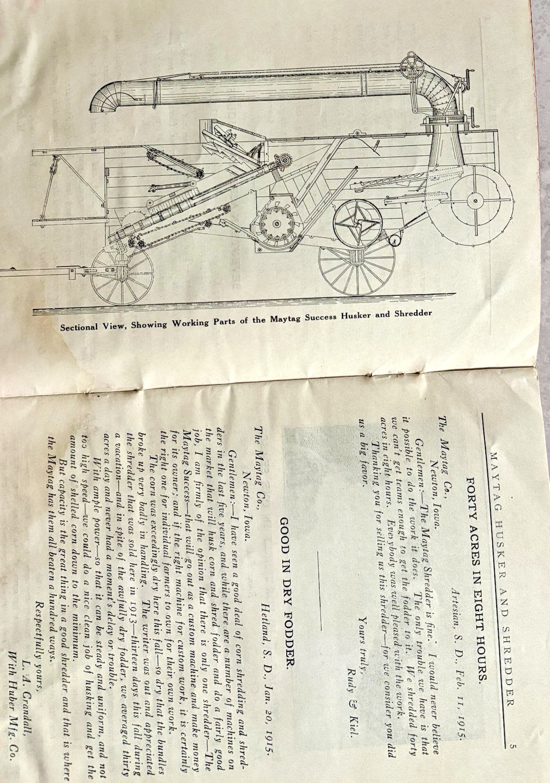 1915 Advertising Brochure Evidence Maytag Husker & Shredder Testimonials