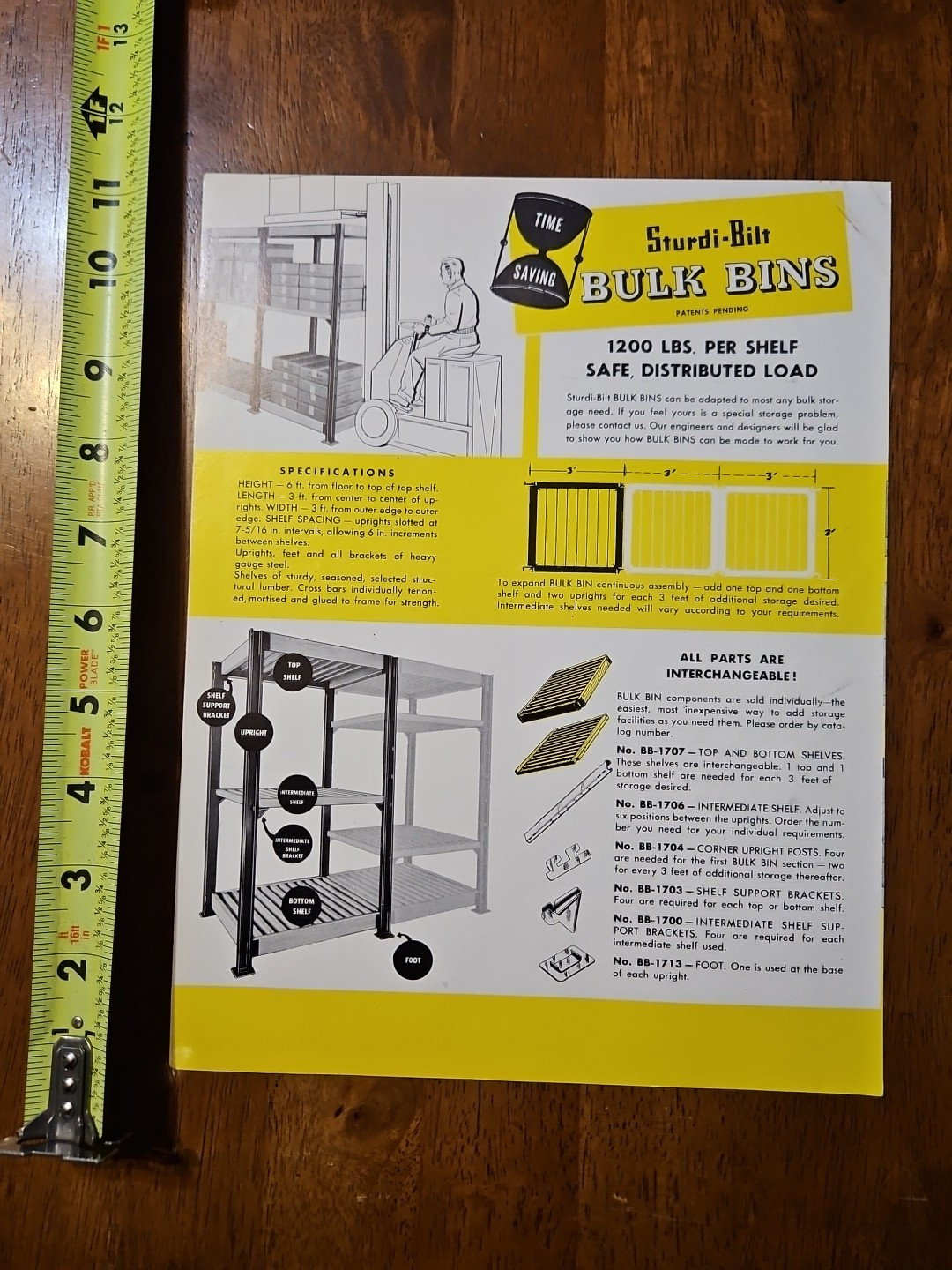 STURDI-BILT BULK BINS BB-114 BROCHURE CATALOG OLD VINTAGE PATENTS PENDING