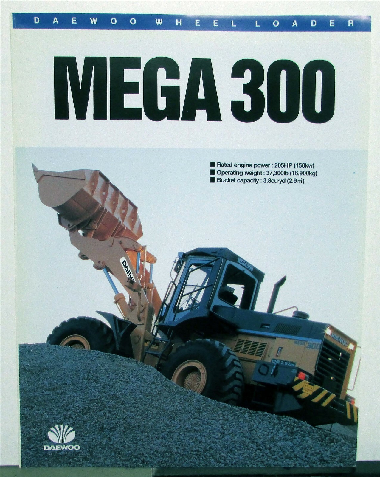 1993 Daewoo Mega 300 Wheel Loader Specifications Construction Sales Brochure