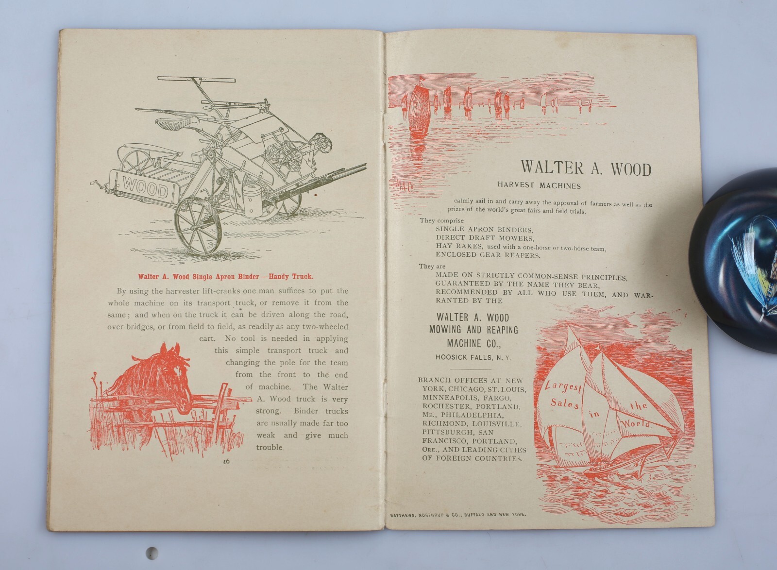 1890 Walter A. Wood Single Apron Binding Harvester Descriptive Pamphlet Brochure