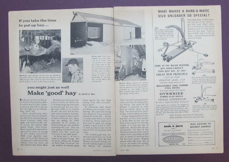 Original 1963 Farmer Article features Bob Kratz of Telford Pennsylvania