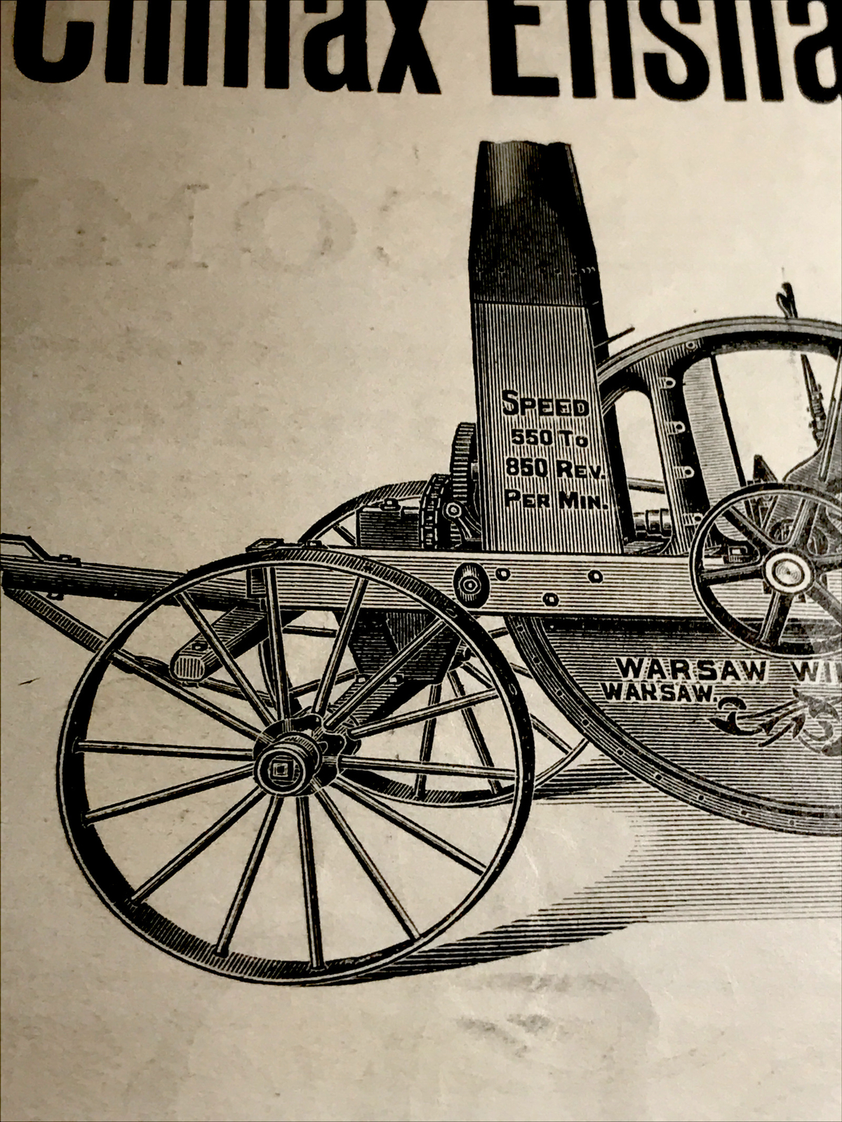 1902 Climax Ensilage Cutter Farm Engraving Advertising – Warsaw – New York