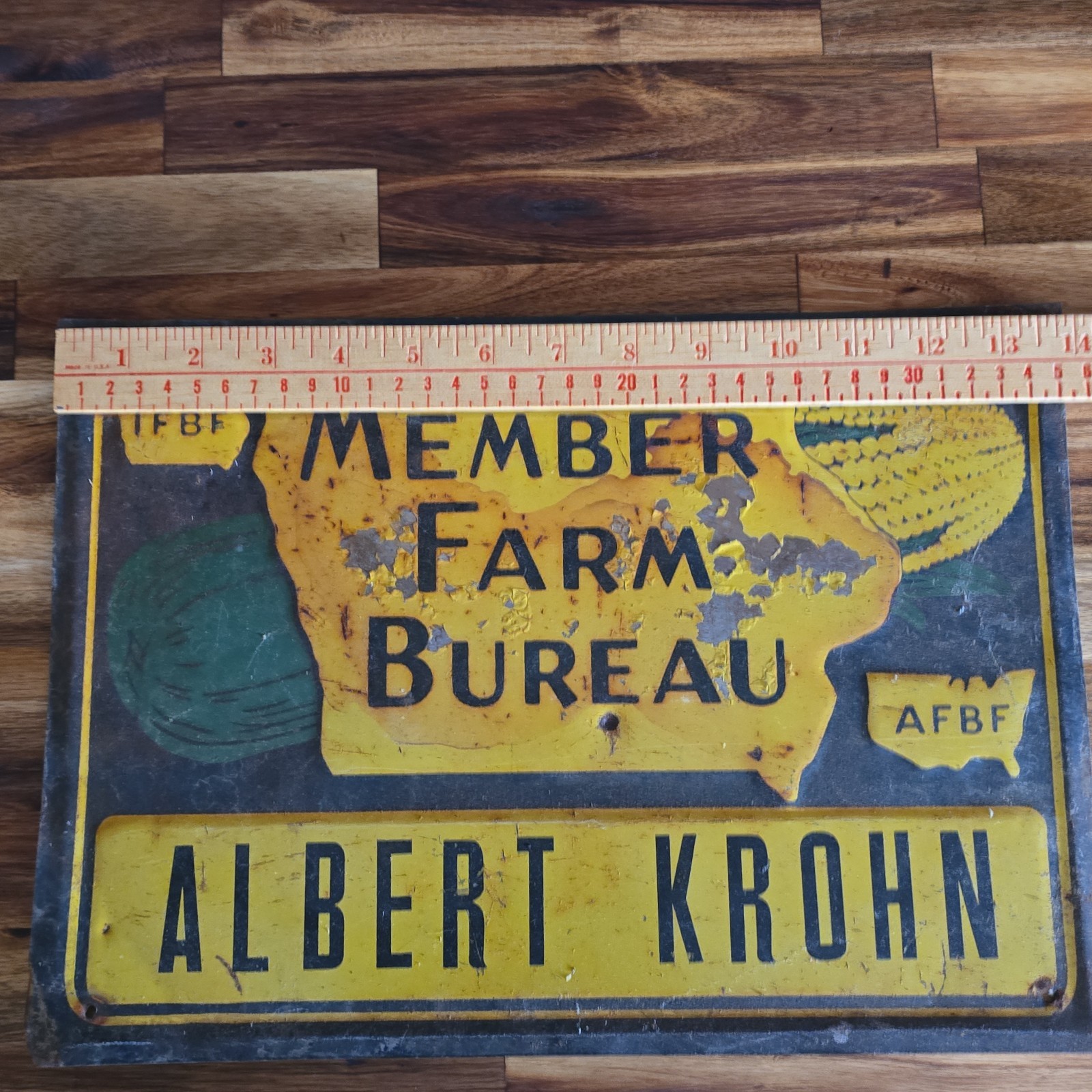 Vintage Iowa Member Farm Bureau Sign 14″ x 9.75″