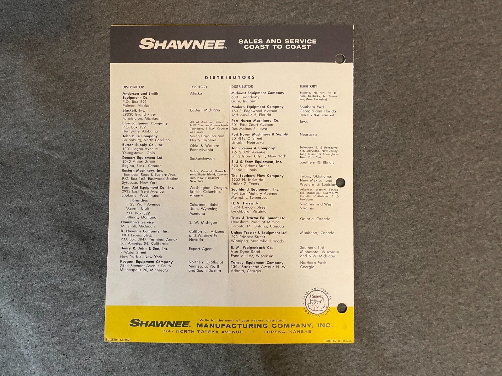 1950’s Shawnee Earth Moving Equipment Brochure Tractors Scrapers Backhoes Loader