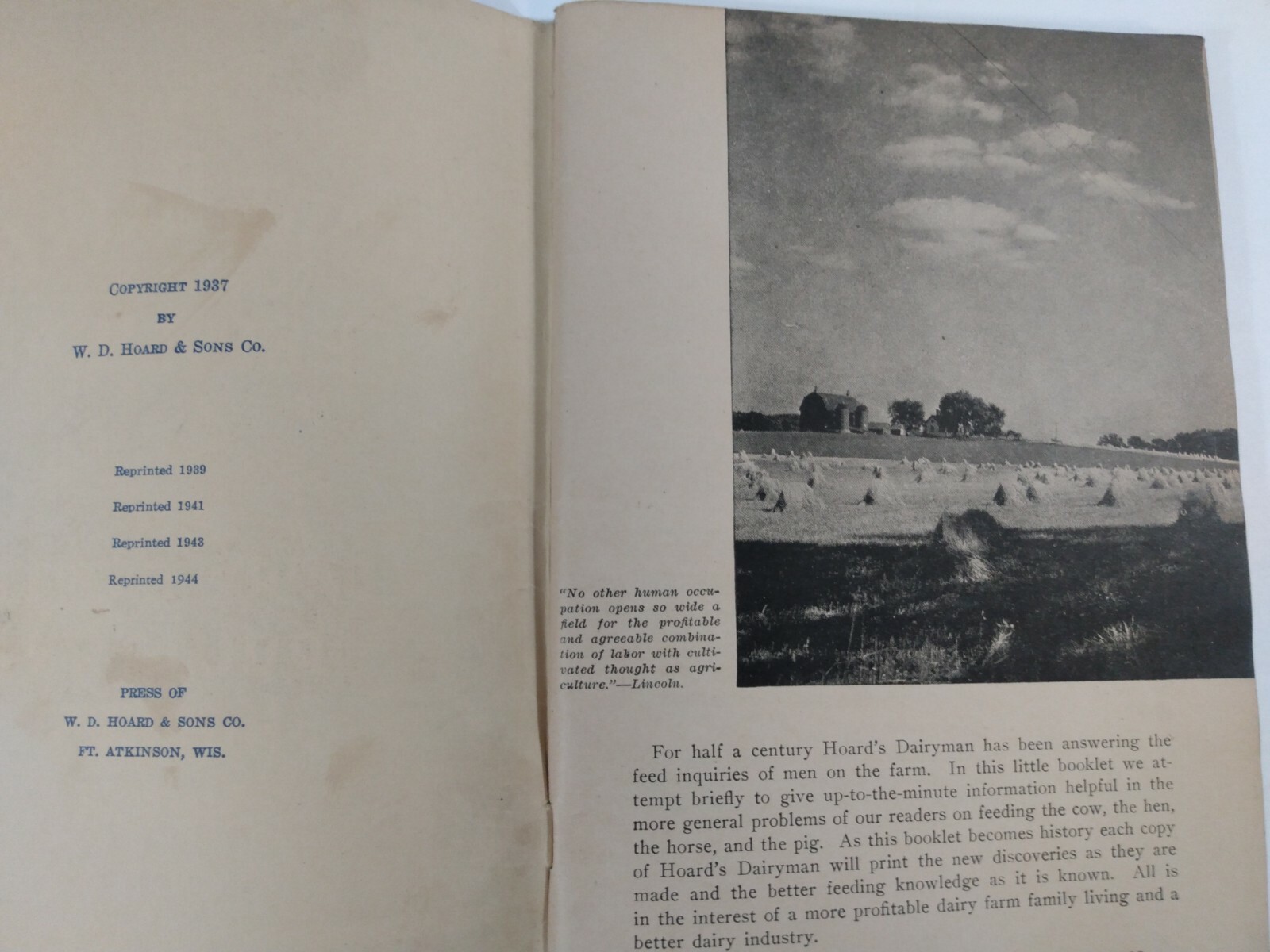 1937 THE HOARD’S DAIRYMAN FEED GUIDE Cattle Poultry Horses Swine Farming