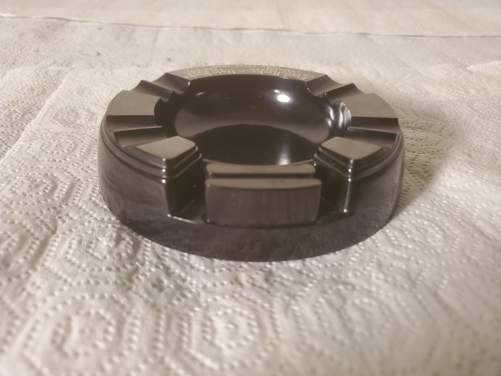 5″ Plastic Ashtray Fred & Dale Rieks Iowa Falls Iowa Trucker Cattle Buyer