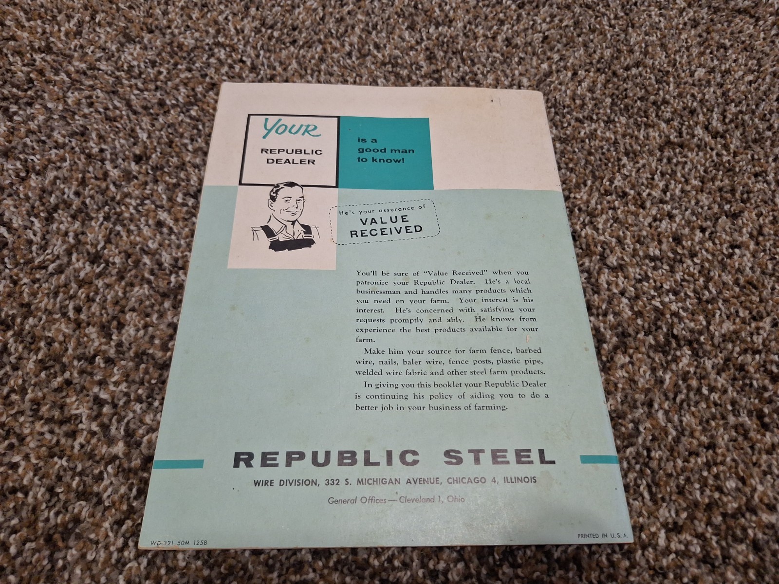 1950’s REPUBLIC STEEL WIRE CO FARM FENCING MECHANICS TIPS BROCHURE