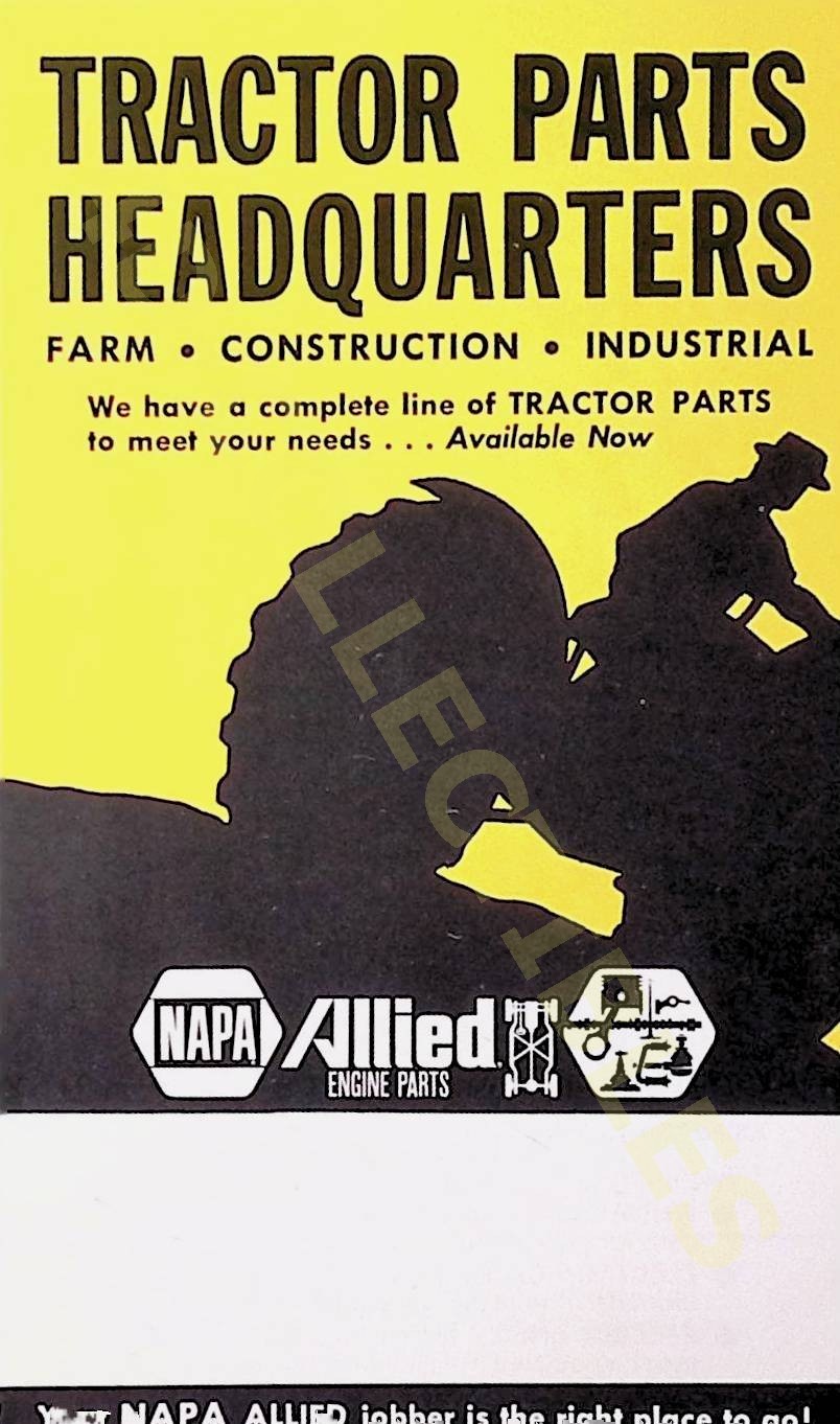 Vintage Tractor Parts Brochure Farm Construction Industrial Spec Sheet