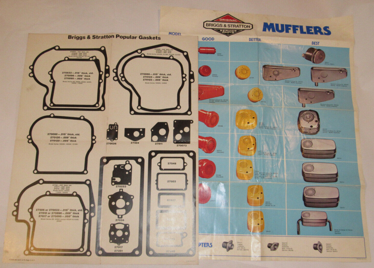 VTG 1980 BRIGGS & STRATTON MUFFLERS REFERENCE CHART/COLOR POSTER! 23×29″! +BONUS