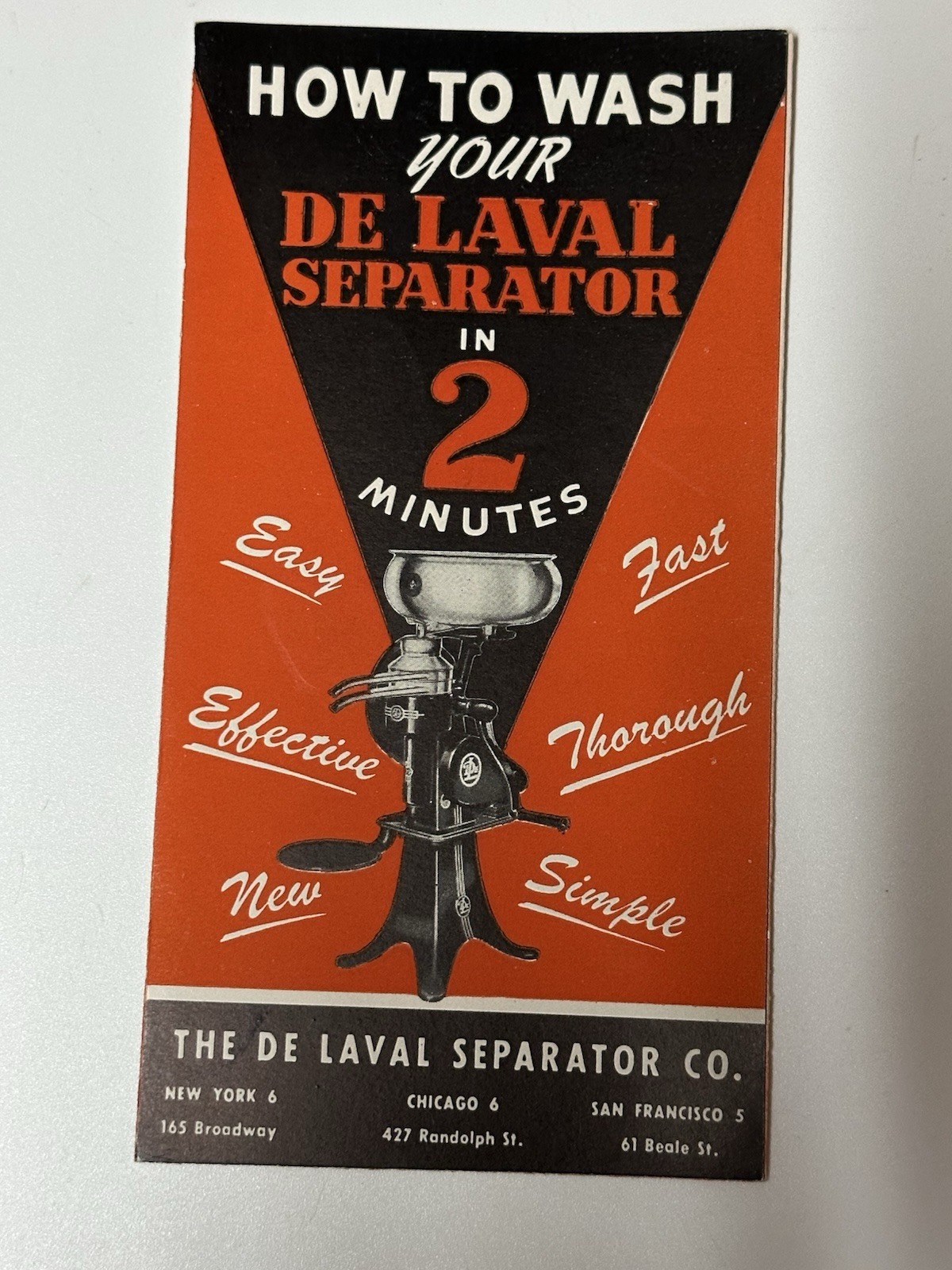 1950’s De Laval How to wash your separator in 2 minutes pamphlet (22A)