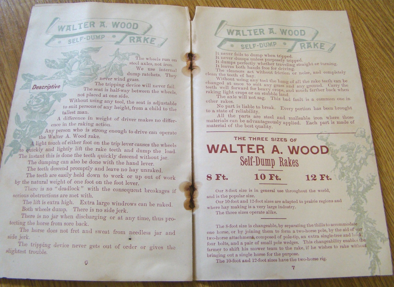 1800’s Wood Horse Drawn Hay Rake Catalog Antique Farm Implement old farming