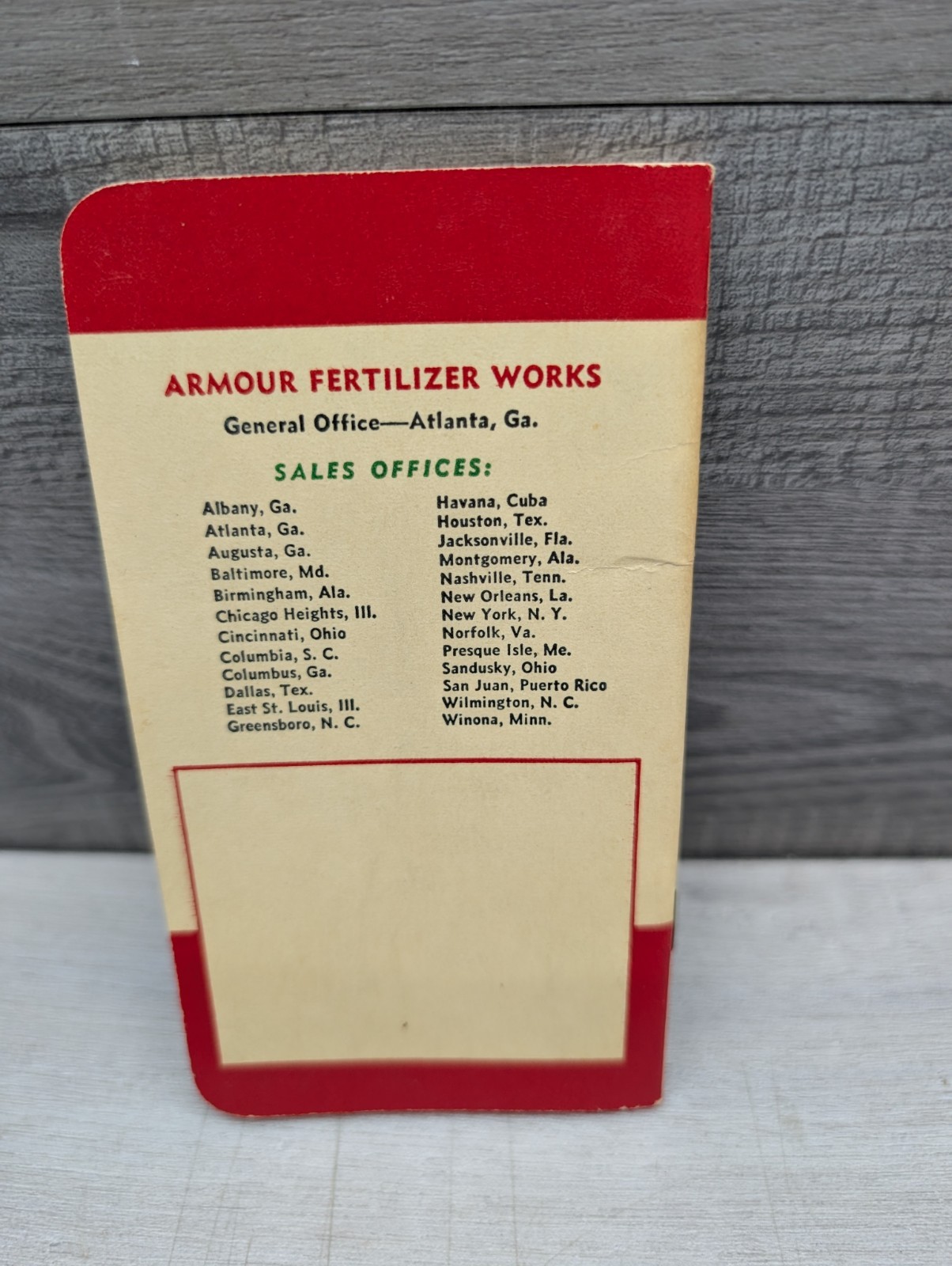 1952-1953 Armour’s Fertilizer & Vertagreen Plant Food Pocket Notebook Calendar