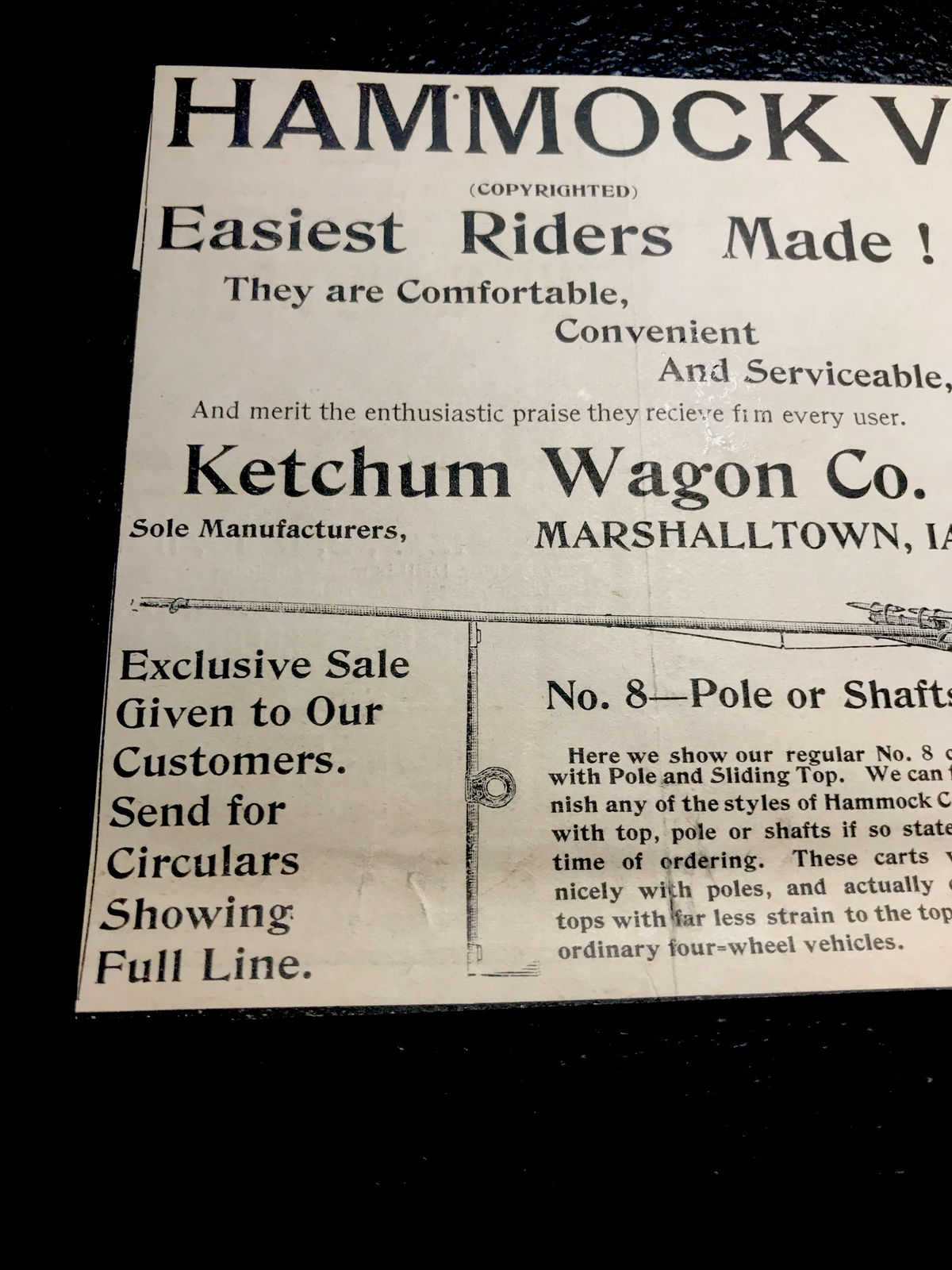 1893 Ketchum Wagon Co. Farm Engraving Advertising – Marshalltown – Iowa