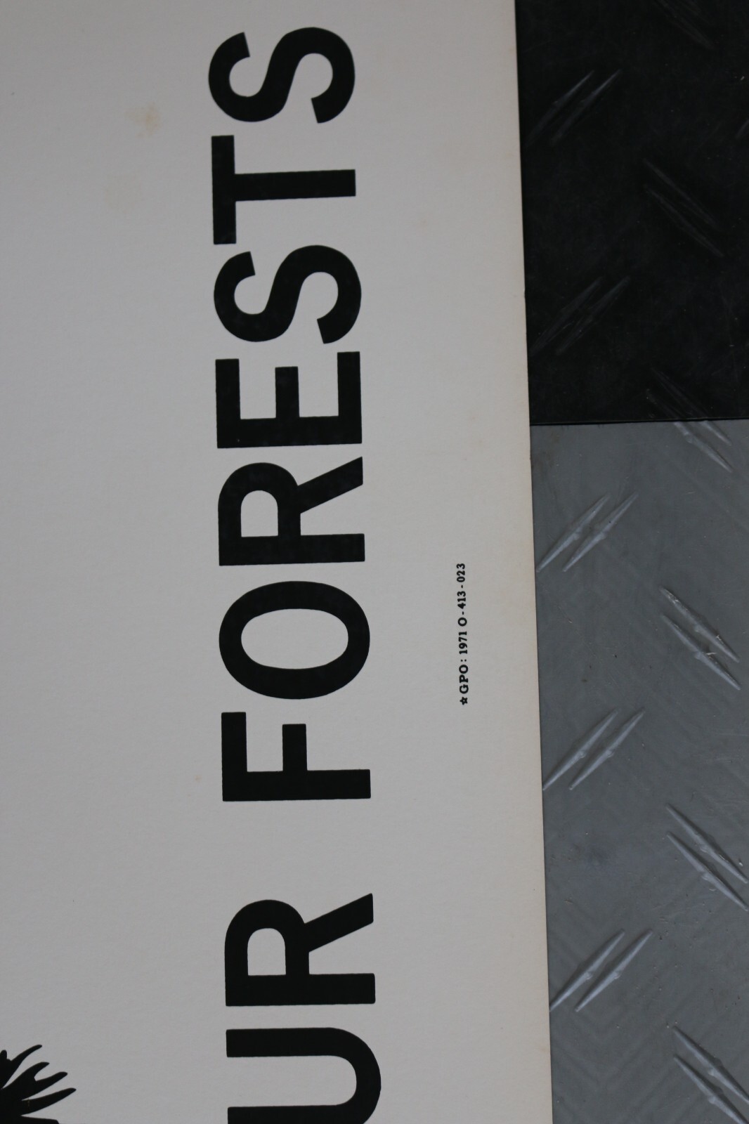 Vintage 1971 U.S. Department of Agriculture 44″x16″ cardboard sign clean forest