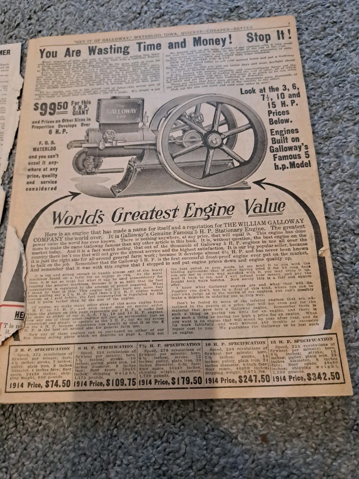 1914 Galloway Catalog Farm Equipment Plows Clothing Stoves