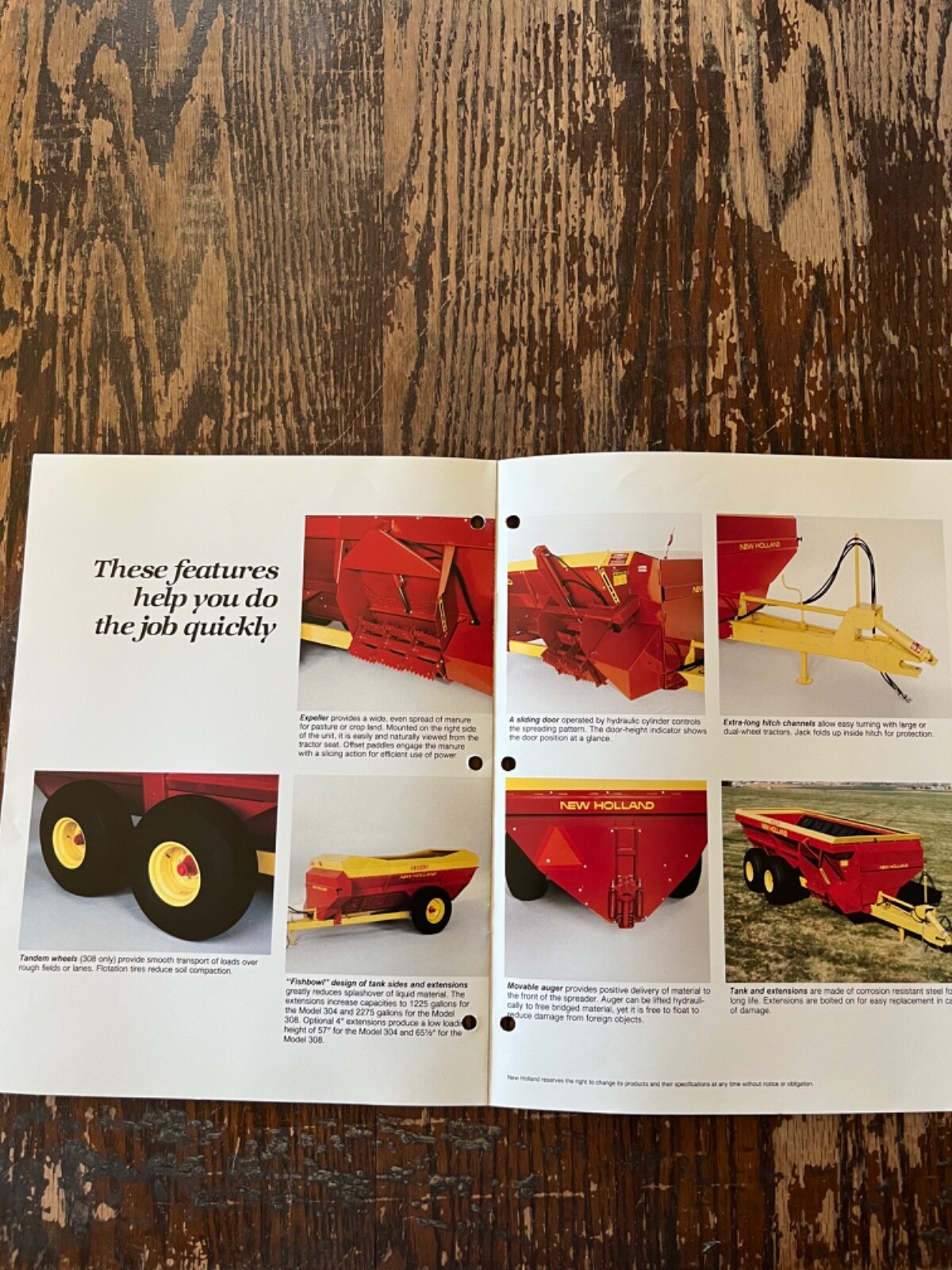 Original New Holland Models 304 308 Side Delivery Manure Spreader Sales Brochure