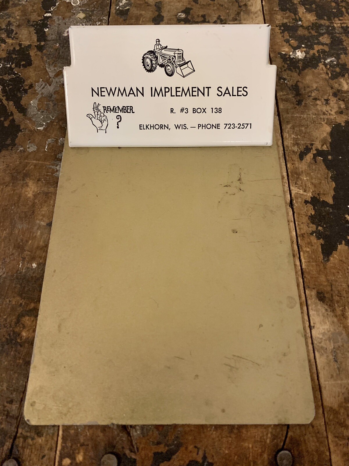 Newman Implement Sales Elkhorn Wisconsin Metal Advertising Clipboard