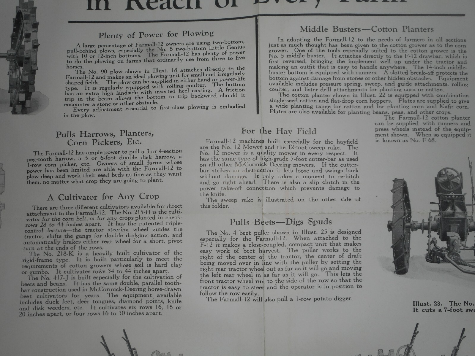 IH McCormick Deering Farmall 12 Tractor Salesman Dealer Window Brochure c.1930