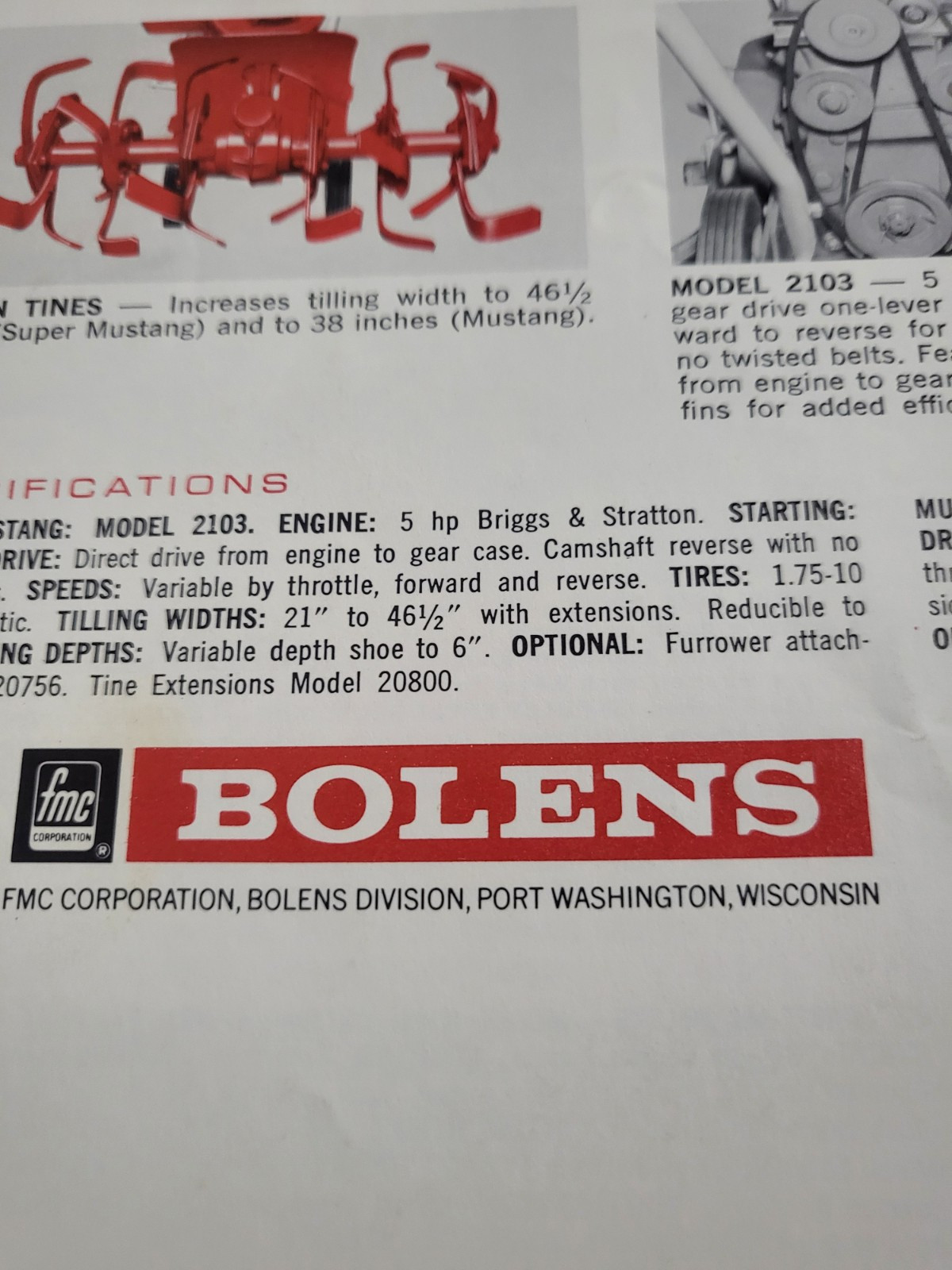 Vintage 1968 Bolens 8724 SUBURBAN 24 RIDING MOWER MOWER MUSTANG TILLER BROCHURE