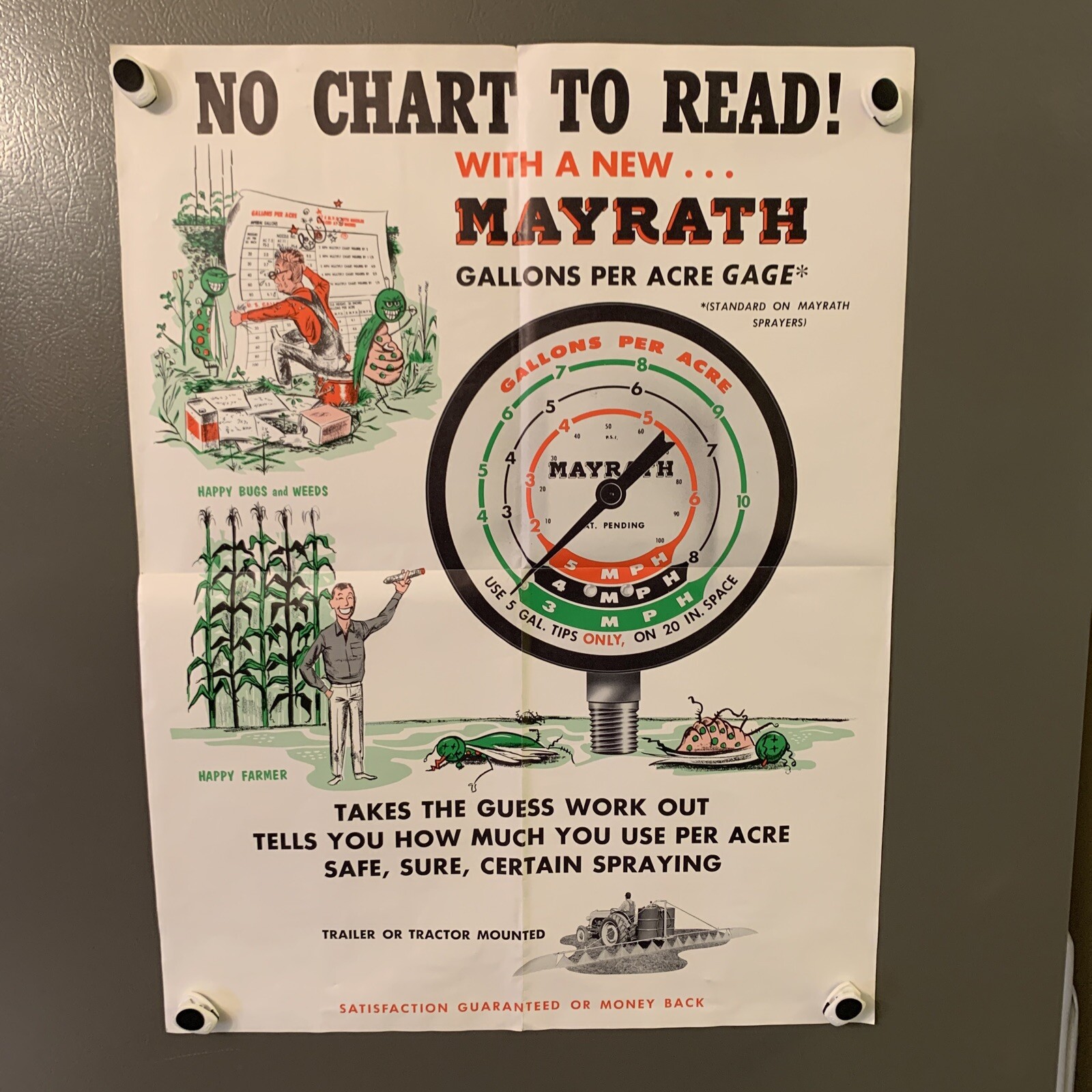 Rare 1965 Mayrath Sprayers Dealers Store Promotional Poster-23” x 17 1/2”
