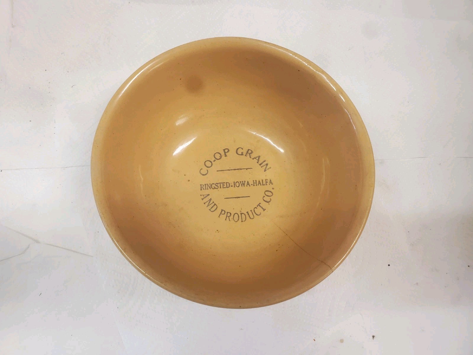 9″ Stoneware Bowl Co-op Grain And Product Company Ringstead Halfa Iowa Cracked