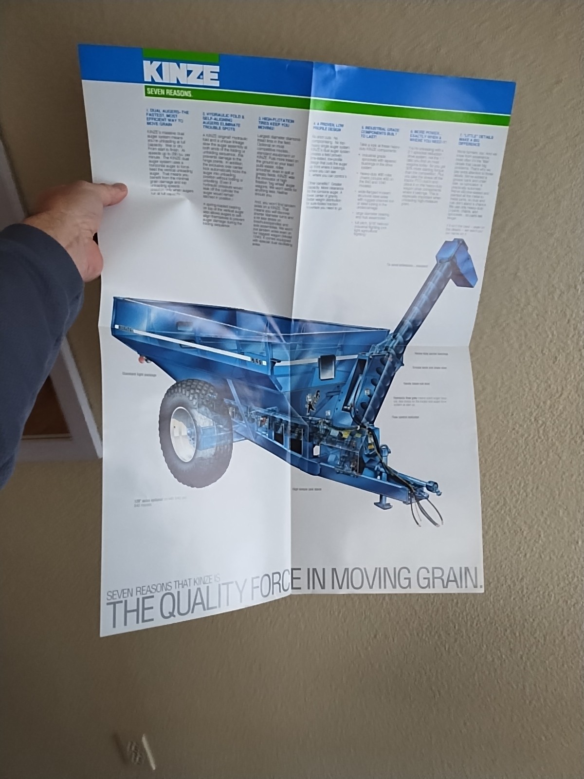 1987 Kinze Auger Wagon 440 840 1240 Brochure Williamsburg IA 640 Fold Out Poster