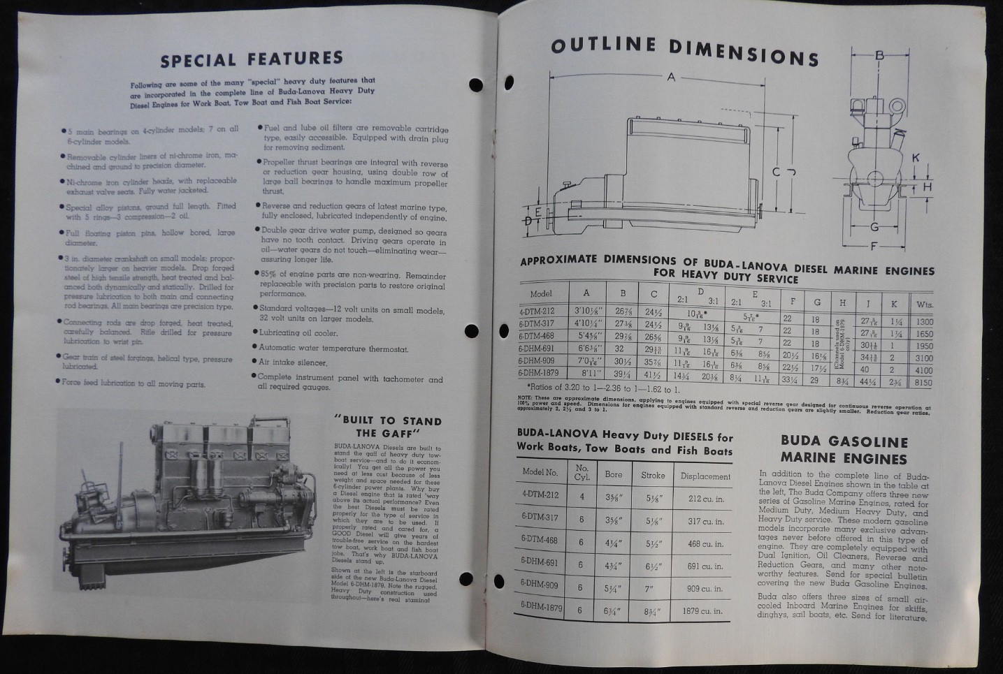 1940 “Buda Lanova Heavy-Duty Marine Diesel Engines” Work-Tow-Fish Boat Brochure