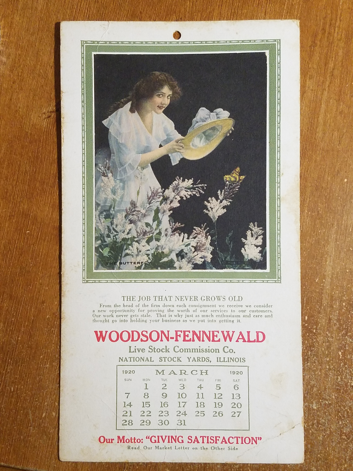 1920 Calendar, Woodson-Fennewald National Stock Yards, Illinois