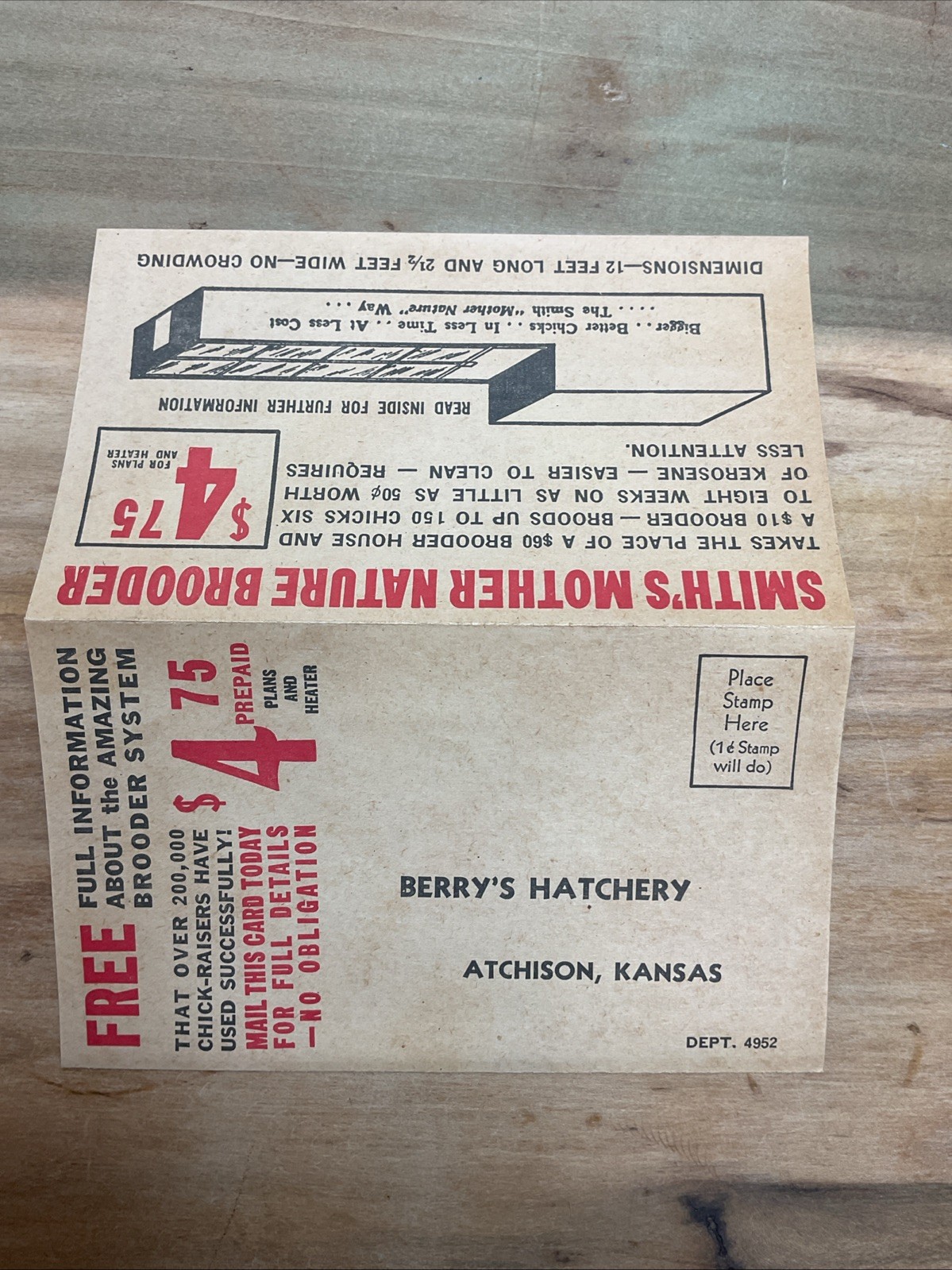 1940s Berry Bros Hatchery Post card Order Form Smiths Mother Nature Brooder B26