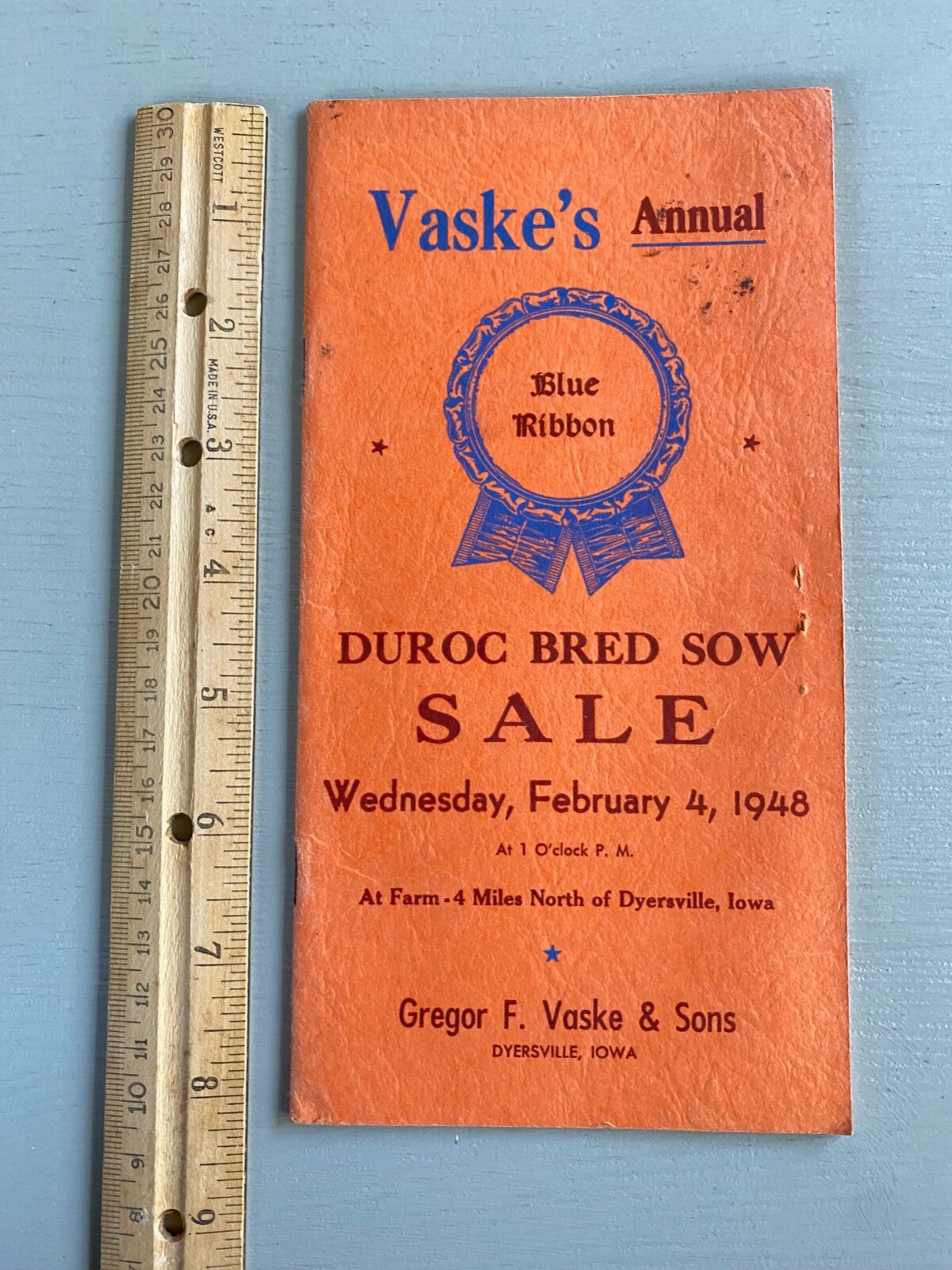 Vintage Duroc Bred Sow Hogs Pigs Sale Catalog Book Dyersville Iowa 1948 Farm Ag