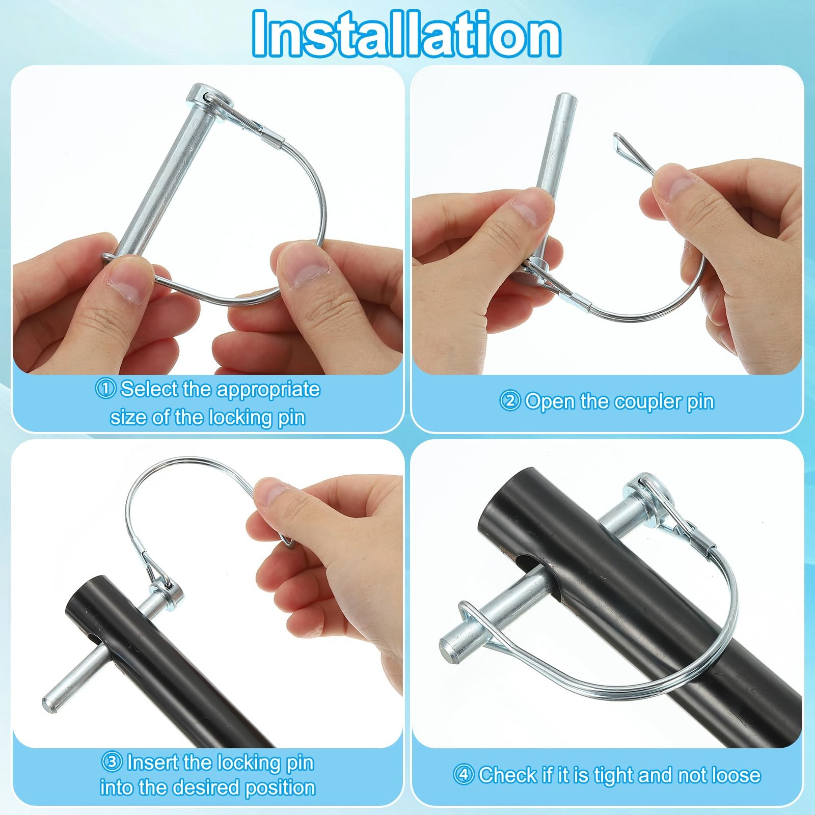 PATIKIL Trailer Coupler Pin 3/16×1-5/8×1.38 (D*L*IW) 6 Pcs Wire 3/16×1-5/8×1.38″