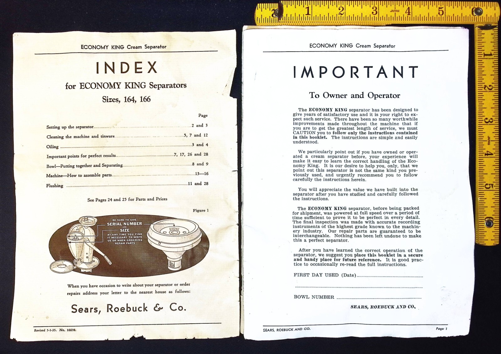Sear, Roebuck – Economy King Cream Separator Instruction Manual – Vintage 1920’s