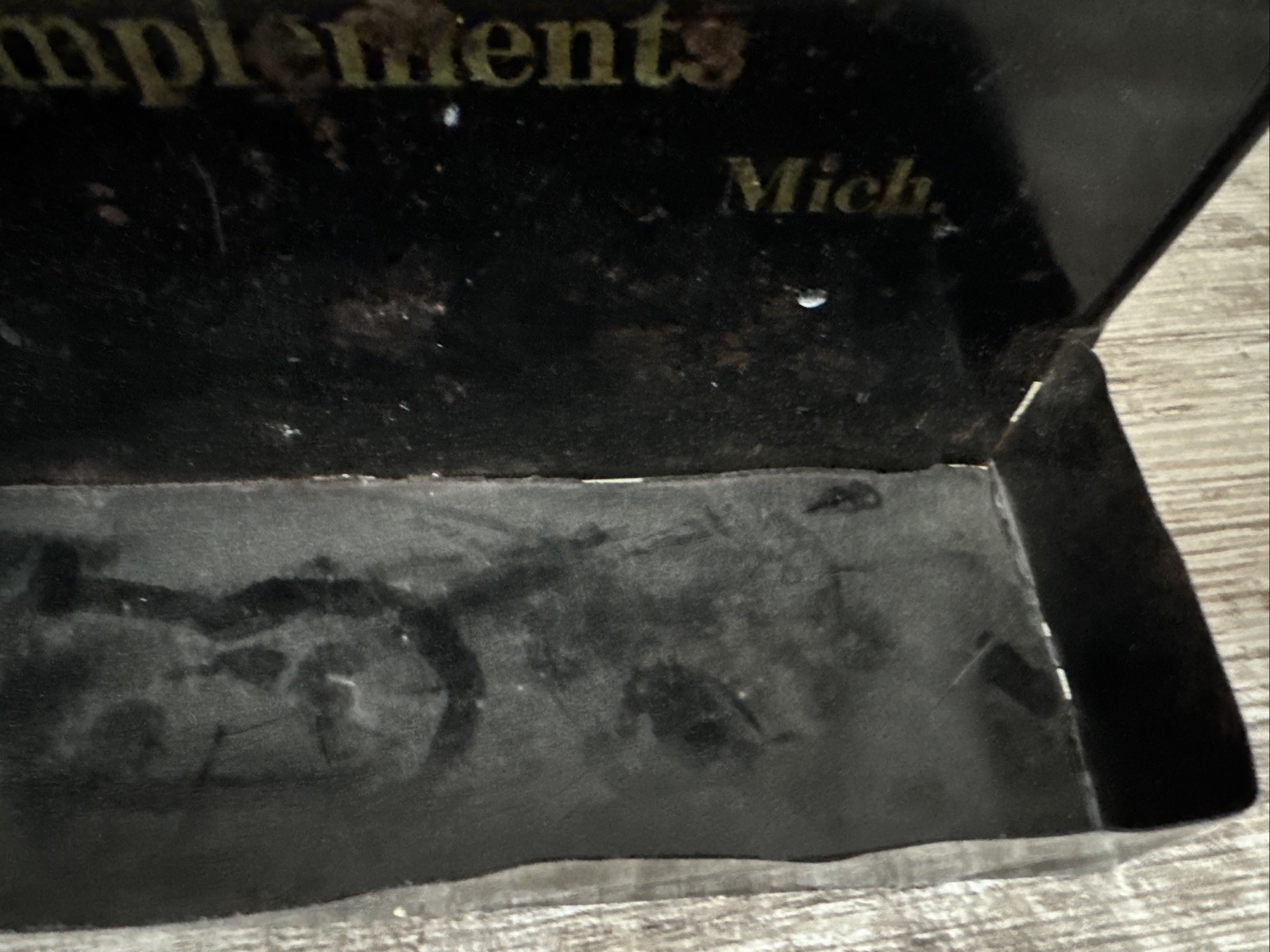 Tin Match Holder? Comb Holder? Spencer & Riley Farm Implements Menominee Mich