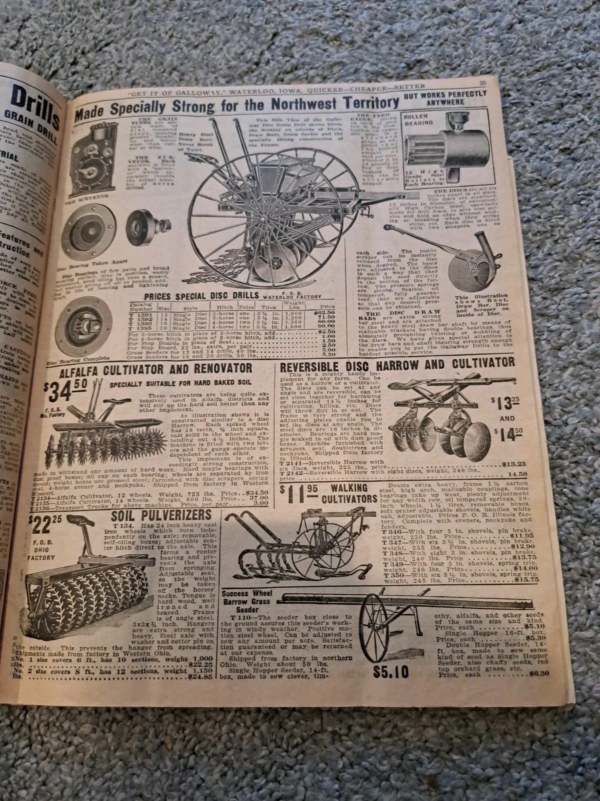 1914 Galloway Catalog Farm Equipment Plows Clothing Stoves