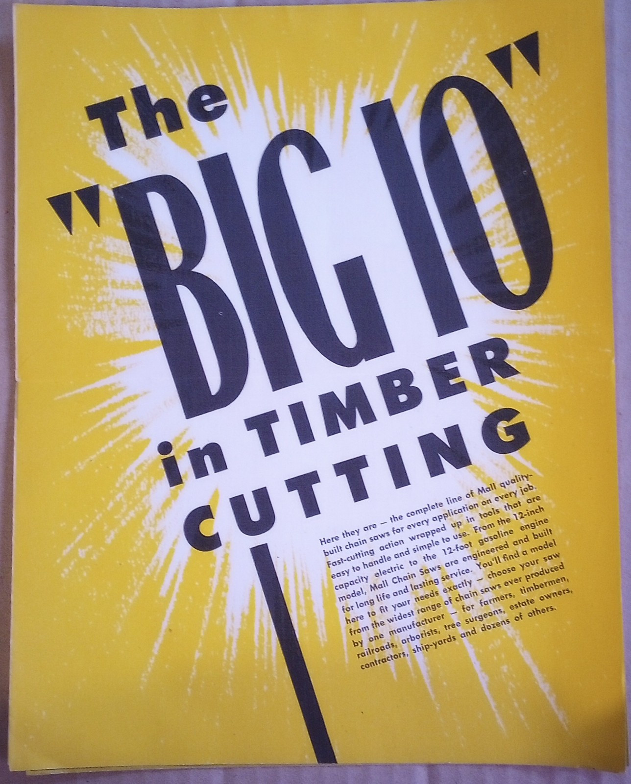1949 Mall Chainsaw ORIGINAL Fold Out Advertising Dealer Advertising