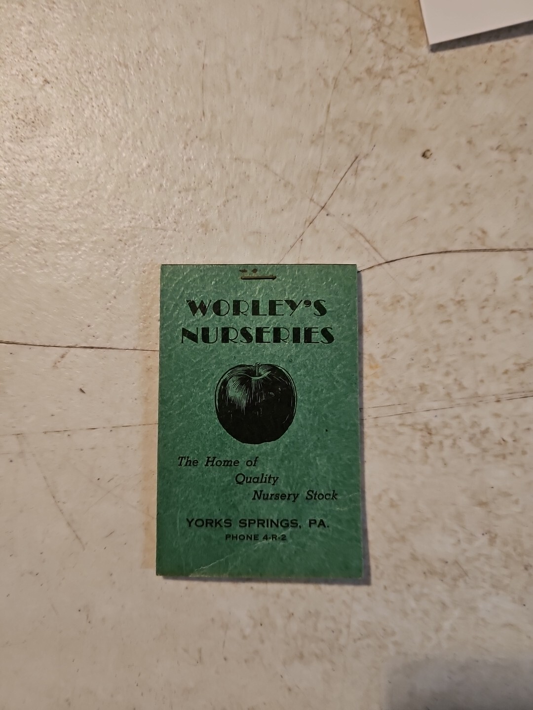 Vintage Early Worley’s Nurseries Memo Pad. York Springs,PA. Phone 4-R-2