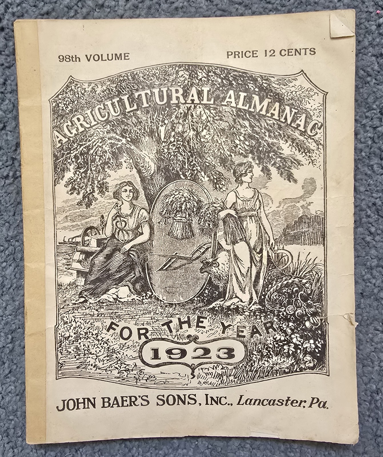 1923 John Baer’s Sons Agricultural Almanac Lancaster, PA Volume 198th Magazine